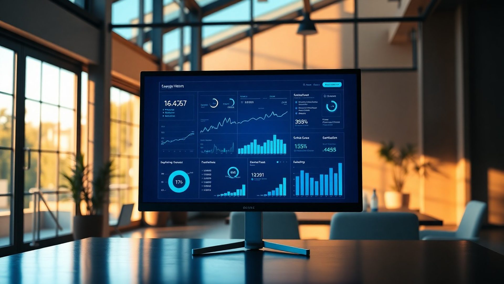 Interaktivni dashboard Novi Grupa platforme na monitoru u modernom uredu
